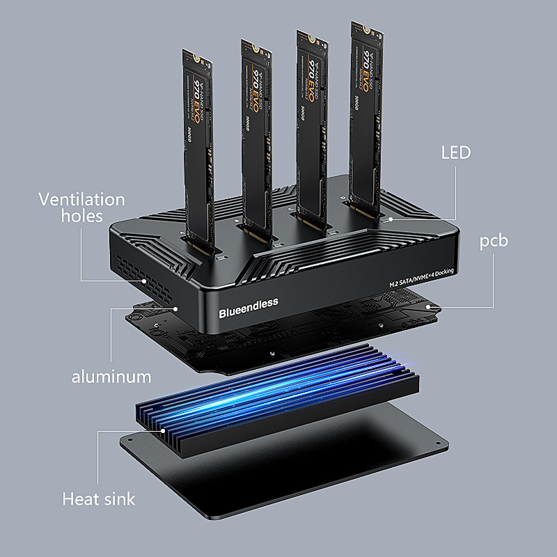 Blueendless 4 bay m2 SSD docki - огляд і ціна 8Tb M2 Nvme Ssd