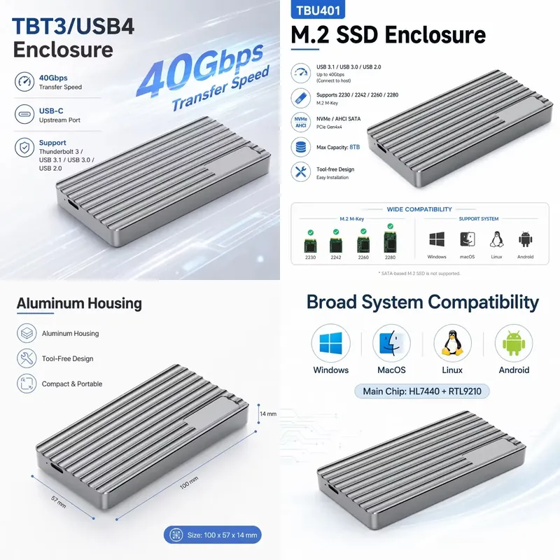 AP01 for Aluminum M.2 NVMe SSD - огляд і ціна Usb4 40Gbps External Ssd 8Tb